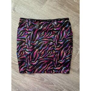 Lily White Women's Sequin Mini Skirt Multicolor‎ Rainbow Size Small